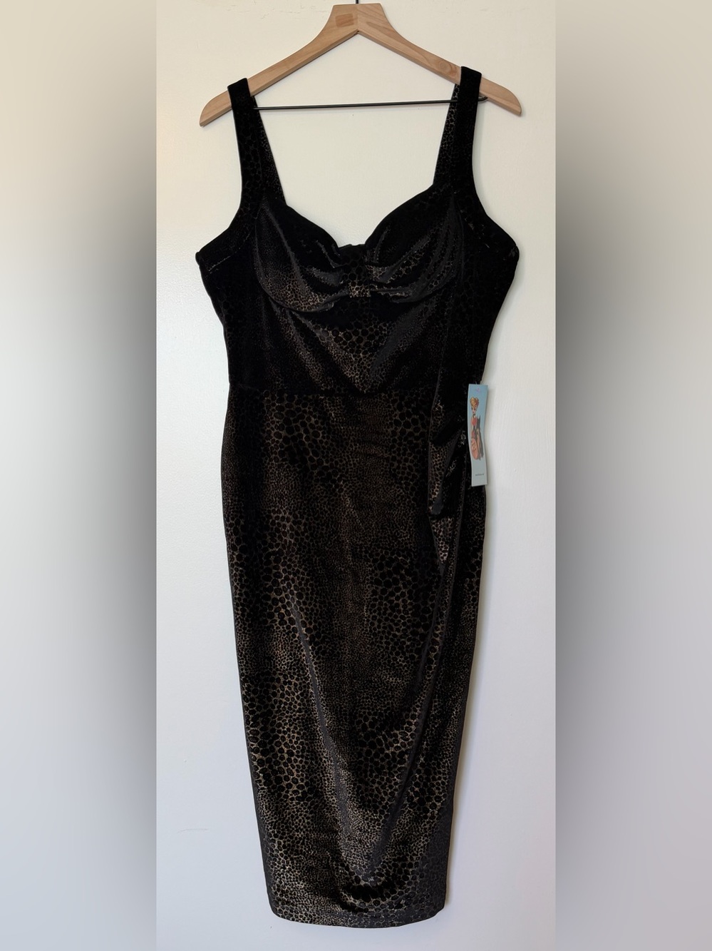 NWT Tatyana Penny Dress 2XL Leopard Print Stretch Velvet Pin-Up Wiggle